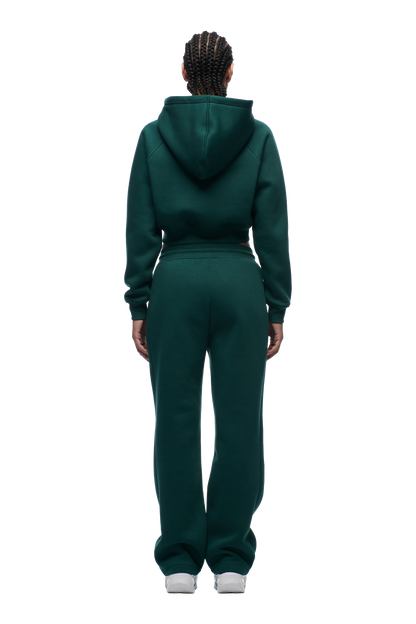 WMNS CROPPED ZIP HOODIE EVERGREEN