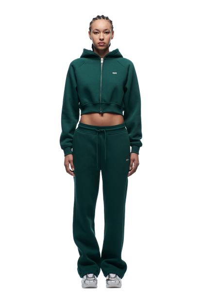 WMNS CROPPED ZIP HOODIE EVERGREEN