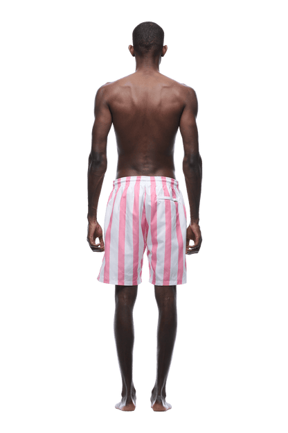 STRIPED SWIM SHORTS WHITE/PINK