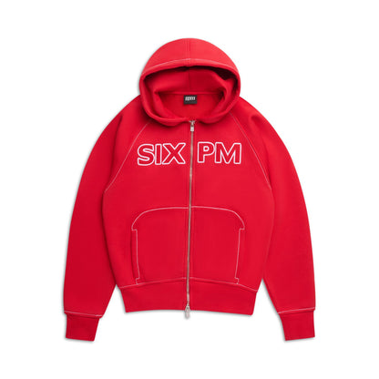 WORDMARK ZIPPER HOODIE TOMATO RED