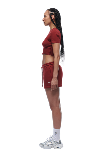 WMNS CROPPED T-SHIRT WINE RED