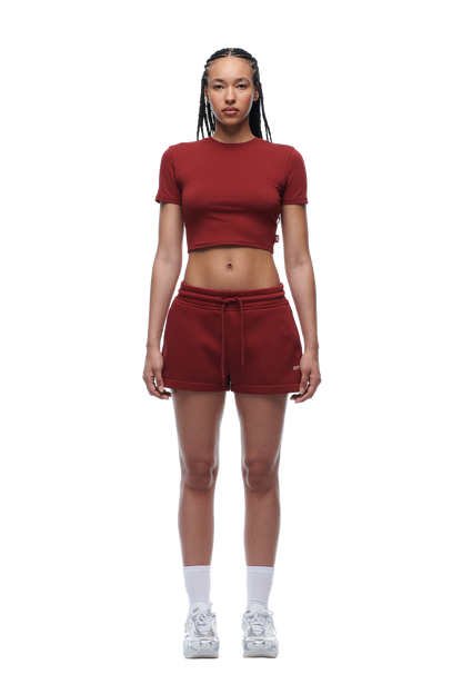 WMNS CROPPED T-SHIRT WINE RED