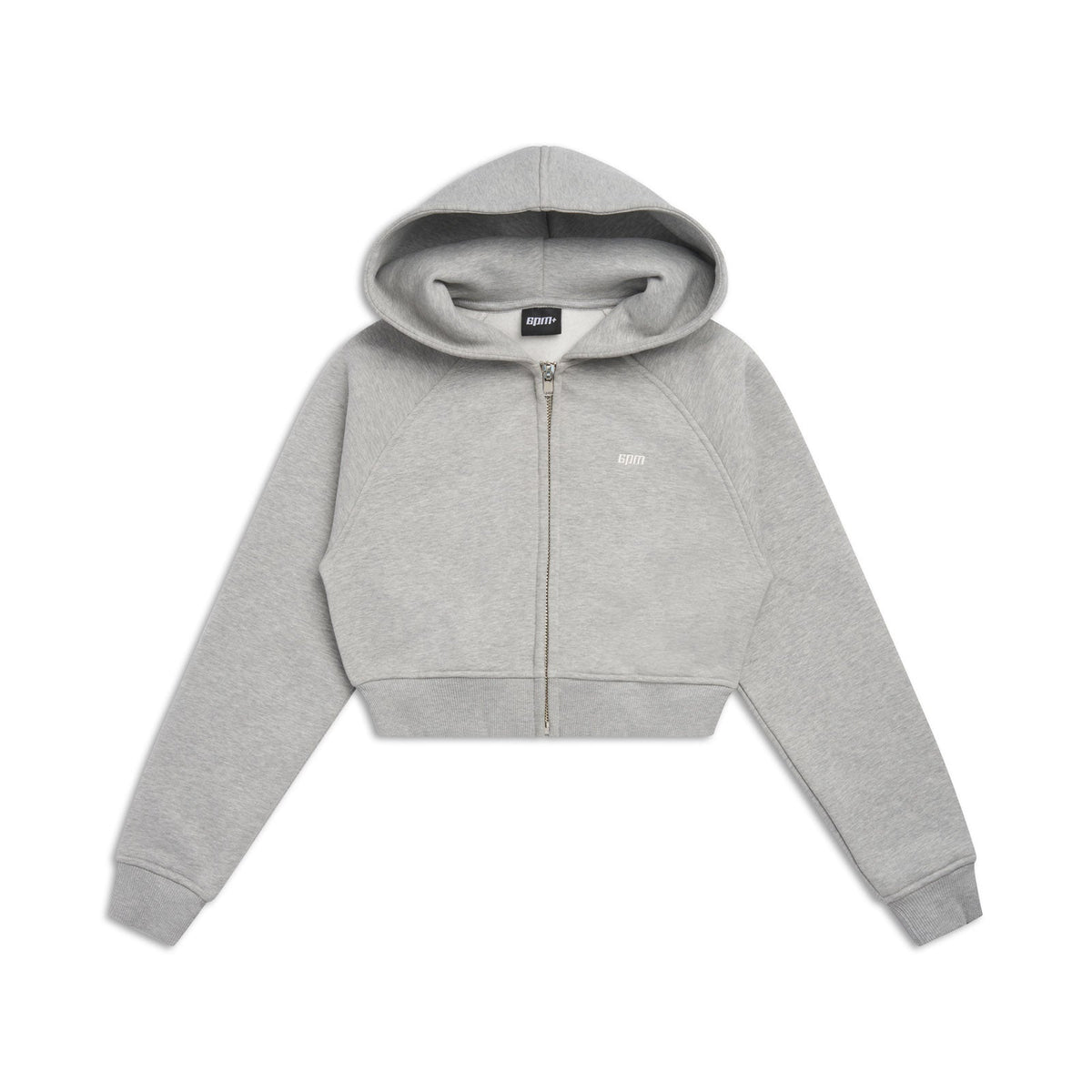 WMNS CROPPED ZIP HOODIE GREY MELANGE