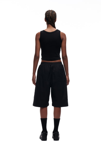 WAFFLE KNIT CROP TOP BLACK